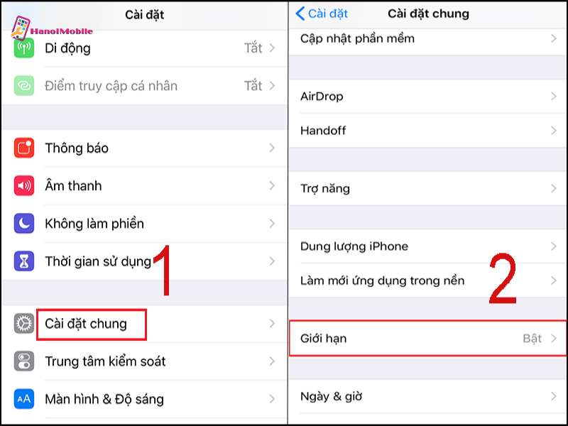 Sử dụng bật giới hạn để thoát iCloud ẩn